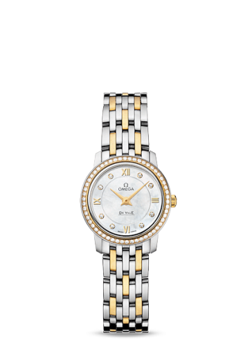 Omega De Ville Prestige Quartz 24.4 Stainless Steel / Yellow Gold / Diamond / MOP / Bracelet